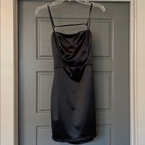 Open back black contain dress